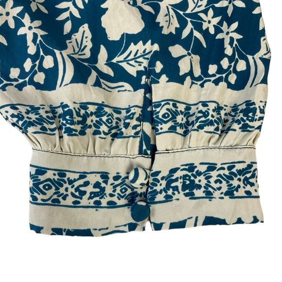 Natalie Martin Remy Teal Blue Floral Silk Blouse - Picture 6 of 11